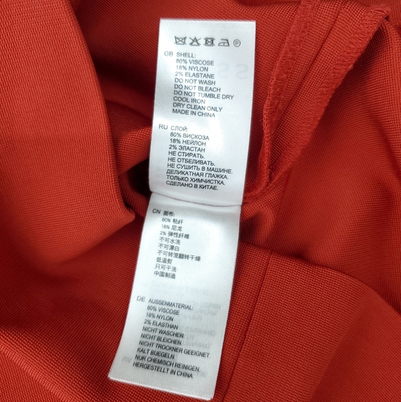 REISS Women's Rebecca Short Sleeve Fitted Sheath Midi Dress Red/Orange Size 4 - Picture 9 of 9